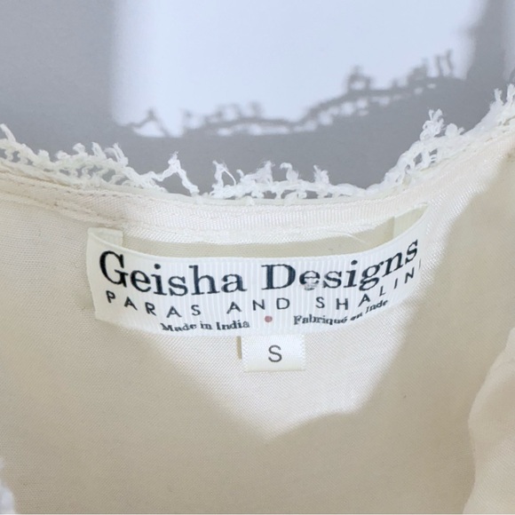 Geisha Designs Anthropology Square Neck Ruffled Asymmetrical Lace Dress S - Picture 5 of 16